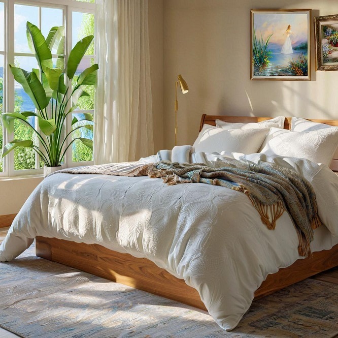 Hypoallergenic alpaca wool bedding collection, highlighting breathable weave and thermal regulation